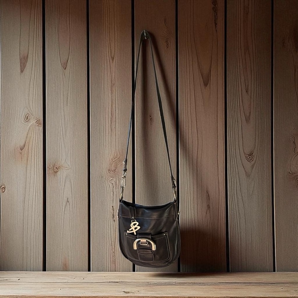 B. Makowsky Elegant Black Crossbody with Gold Accents